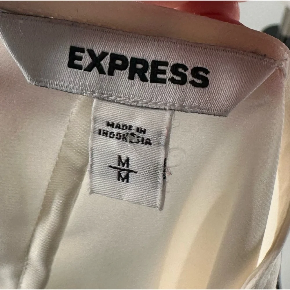 Express womens top size M cream wrap flutter sleeve career
